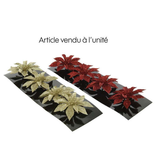 Poinsettia à clipser 8cm or rouge