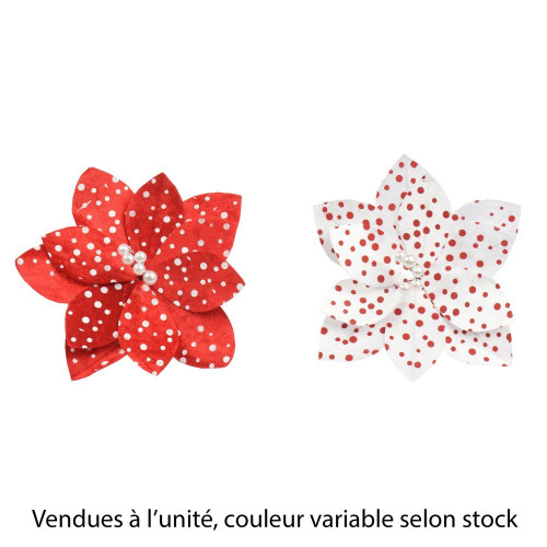 Poinsettia en velour à clipper, coloris variable -