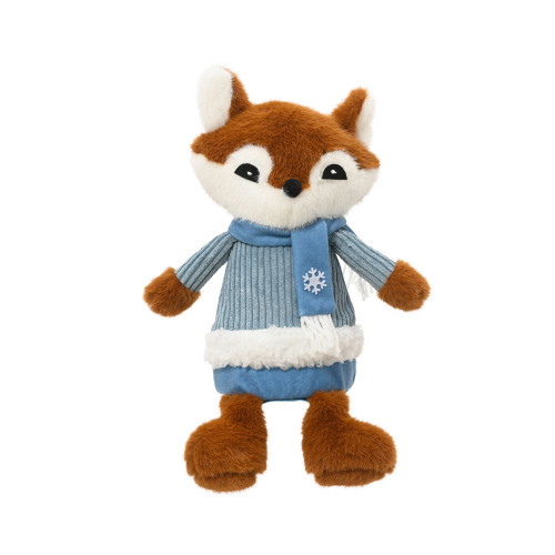 Peluche de Noël 'Renard', coloris bleu - H. 24cm