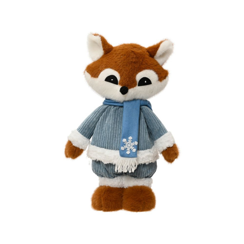 Peluche de Noël : renard, coloris bleu - H. 45cm