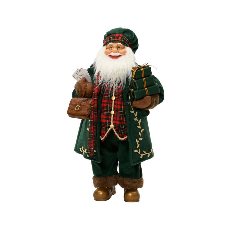 Père Noël décoratif, coloris rouge et vert - H. 45