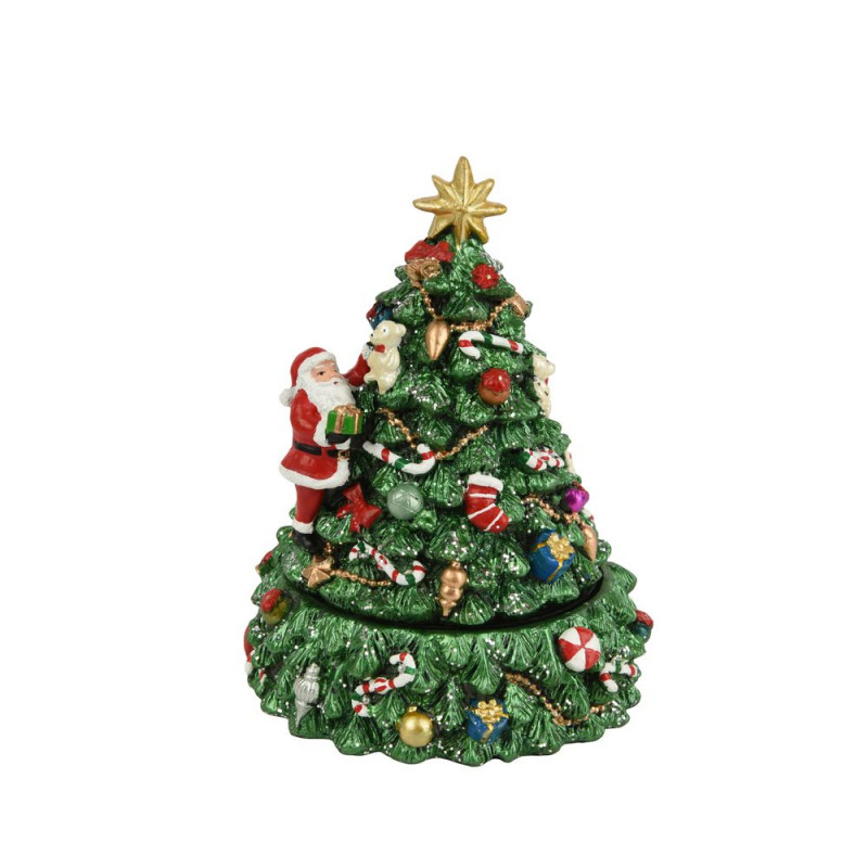 Boite à musique en sapin, coloris vert - H. 19,5cm