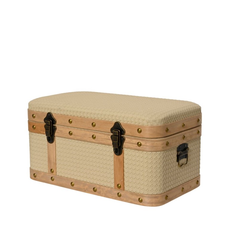 Coffre en bois, coloris crème - L. 49xl. 28xH. 25c