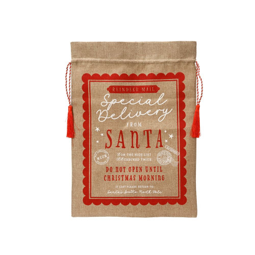 Sac cadeau de Noël 'Santa', coloris naturel/rouge