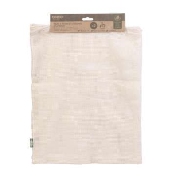 Sac à vrac réutilisable mailles coton (x2 pièces)