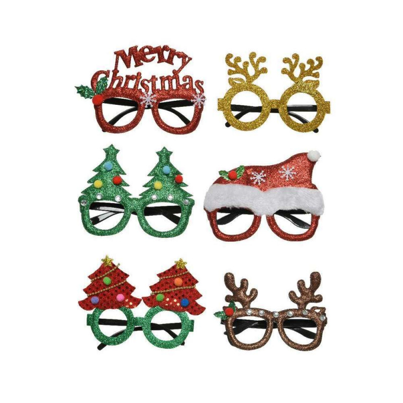 Photobooth 6 paires de lunettes thème Noël