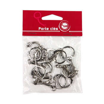 Set 10 attaches: porte-clefs argentés