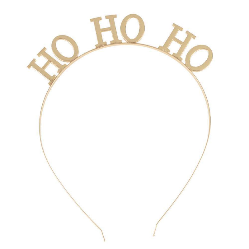 Serre-tête de Noël en métal doré : Ho Ho Ho