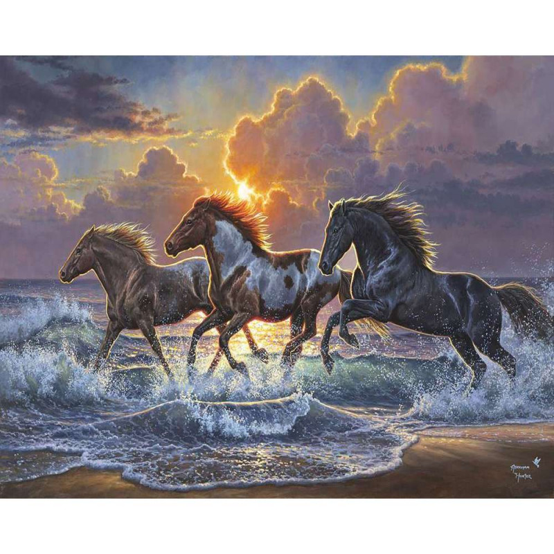 Peinture numéros art trio de chevaux