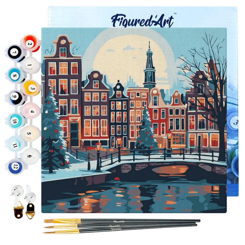 Mini kit de peinture par numéro 'Noël à Amsterdam'