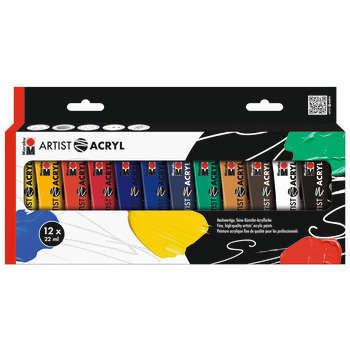 Set de peinture Artist Acryl,12 tubes de 22ml