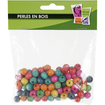 Sachet de 100 perles assorties, en bois Ø 10 mm (t