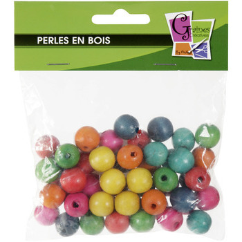 Sachet de 50 perles assorties, en bois Ø 15 mm (tr