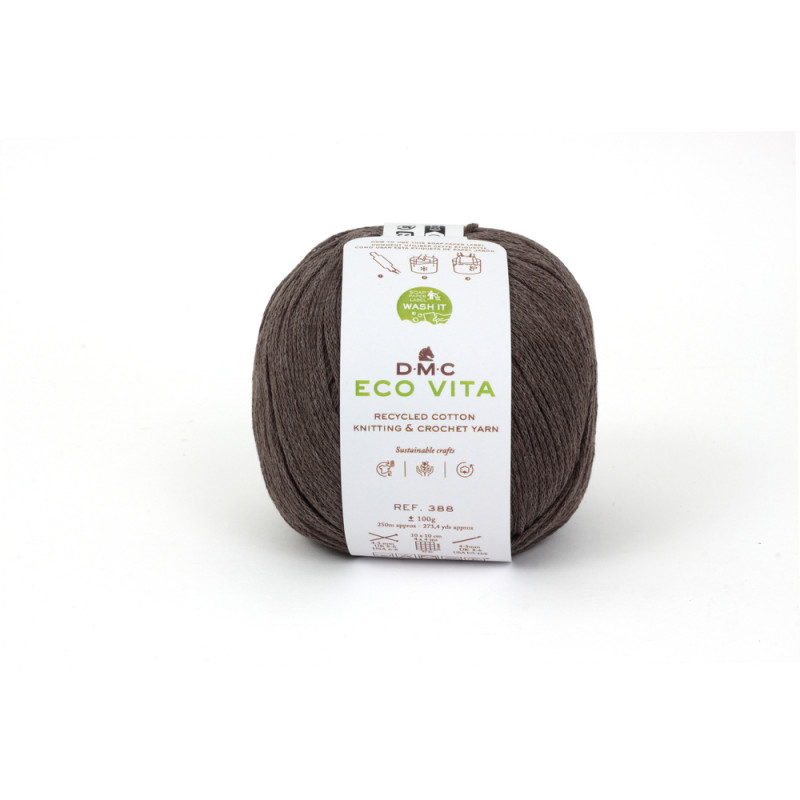 Fil Eco Vita coton recyclé marron pour aiguilles/c