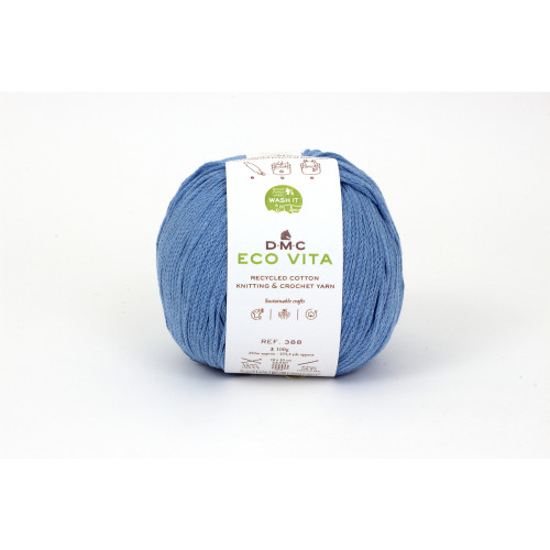 Fil Eco Vita coton recyclé bleu pour aiguilles/cro
