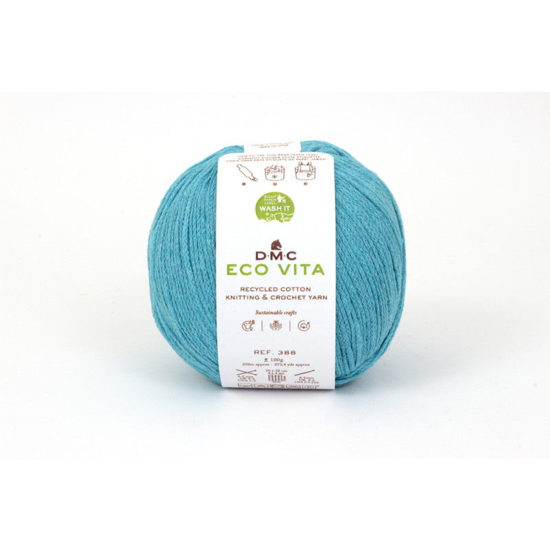 Fil Eco Vita coton recyclé bleu pour aiguilles/cro