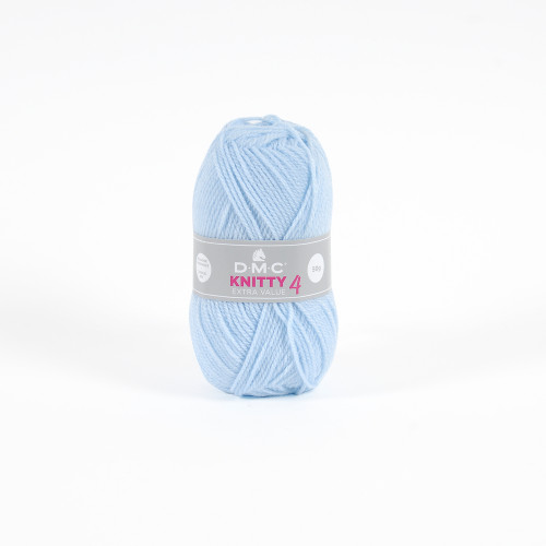 Pelote Knitty 4 en acrylique, coloris bleu ciel 85