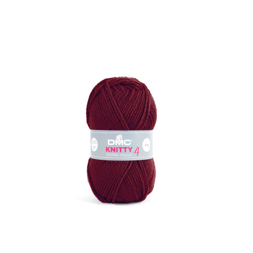 Pelote Knitty 4 en acrylique, coloris bordeaux 841