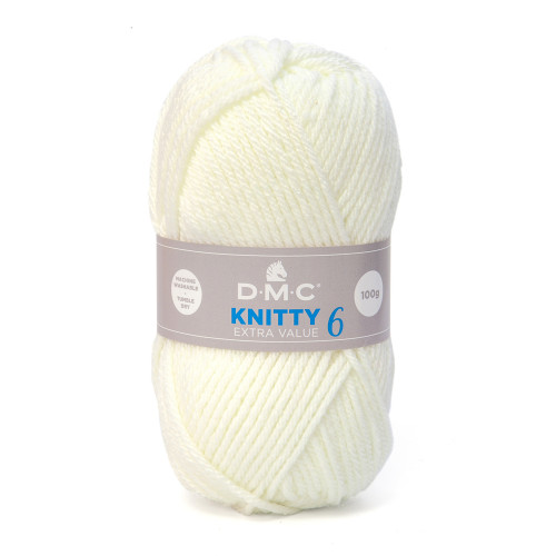 Pelote Knitty 6 en acrylique, coloris blanc 812 -
