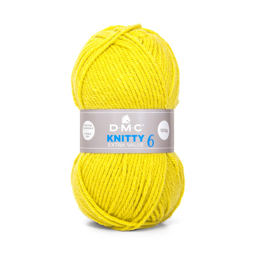 Pelote Knitty 6 en acrylique, coloris jaune 819 -