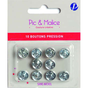 Boutons pression sans nickel x12, coloris métal -