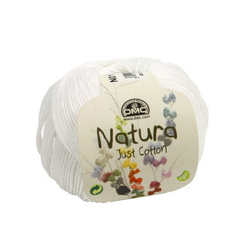 Pelote Natura en fil de coton blanche pour aiguill