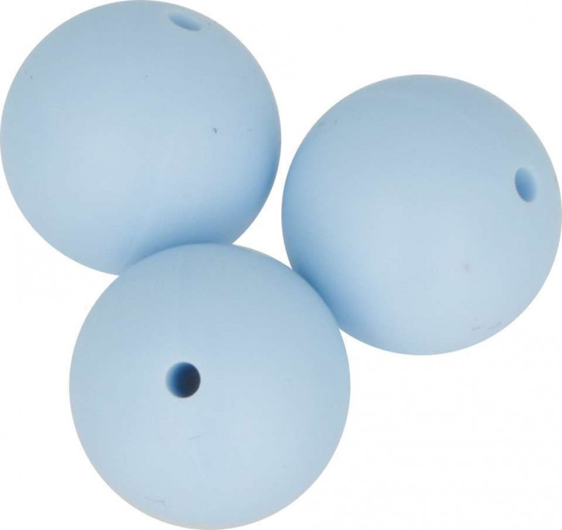 Perles en silicone ronde 15mm bleu pastel