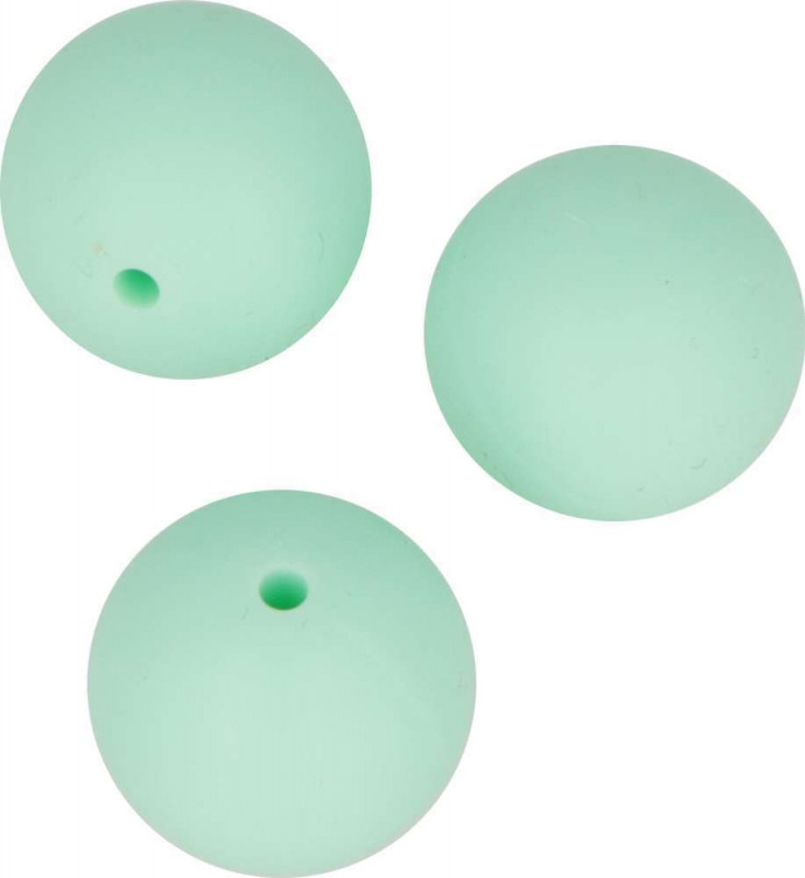 Perles en silicone ronde 15mm vert d'eau