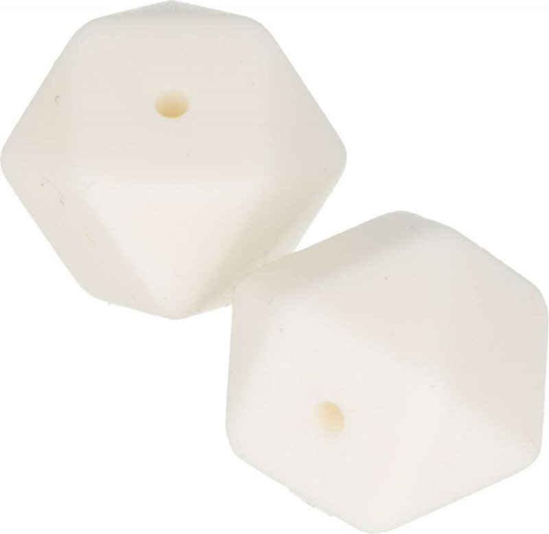 Perles en silicone hexagonale 17mm blanc