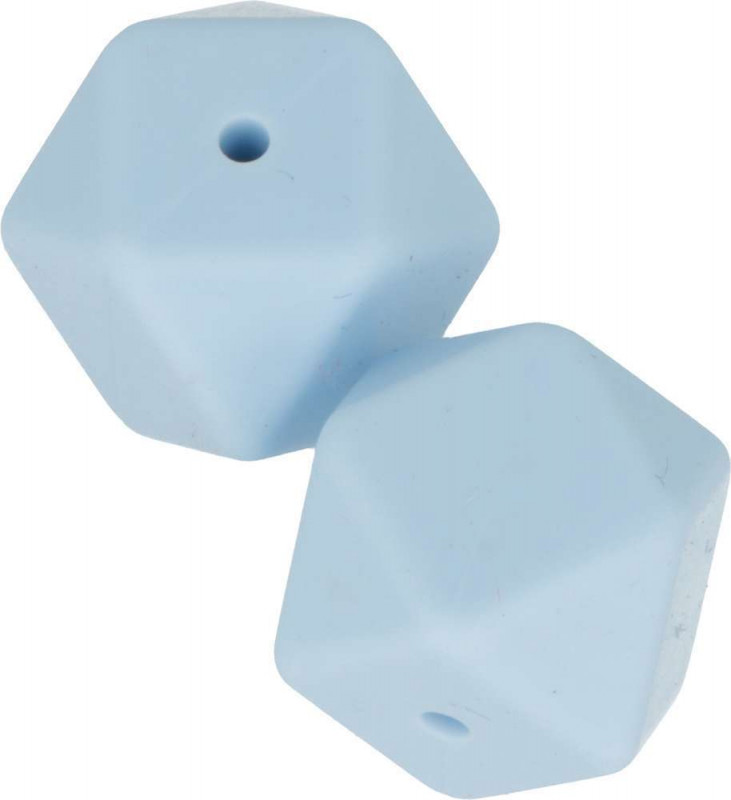 Perles en silicone hexagonale 17mm bleu
