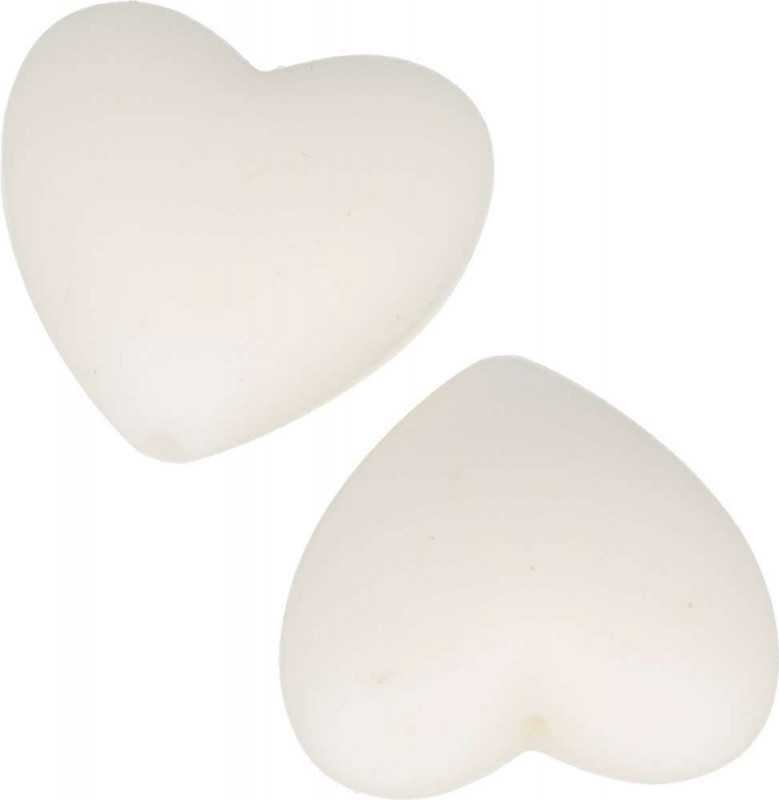 Perles en silicone coeur 29x19mm blanc