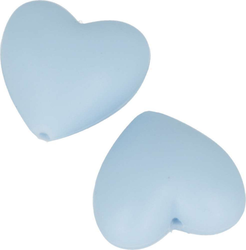 Perles en silicone coeur 29x19mm bleu