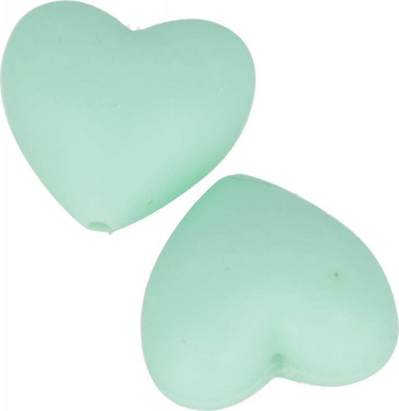 Perles en silicone coeur 29x19mm vert