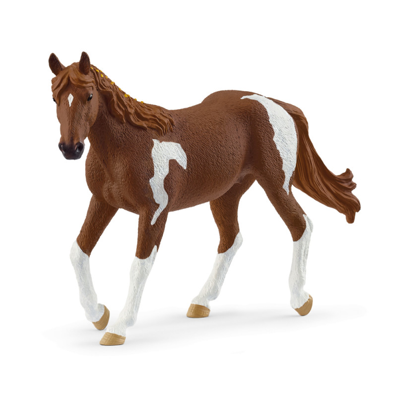 Figurine de jument Paint Horse, marron et blanc -