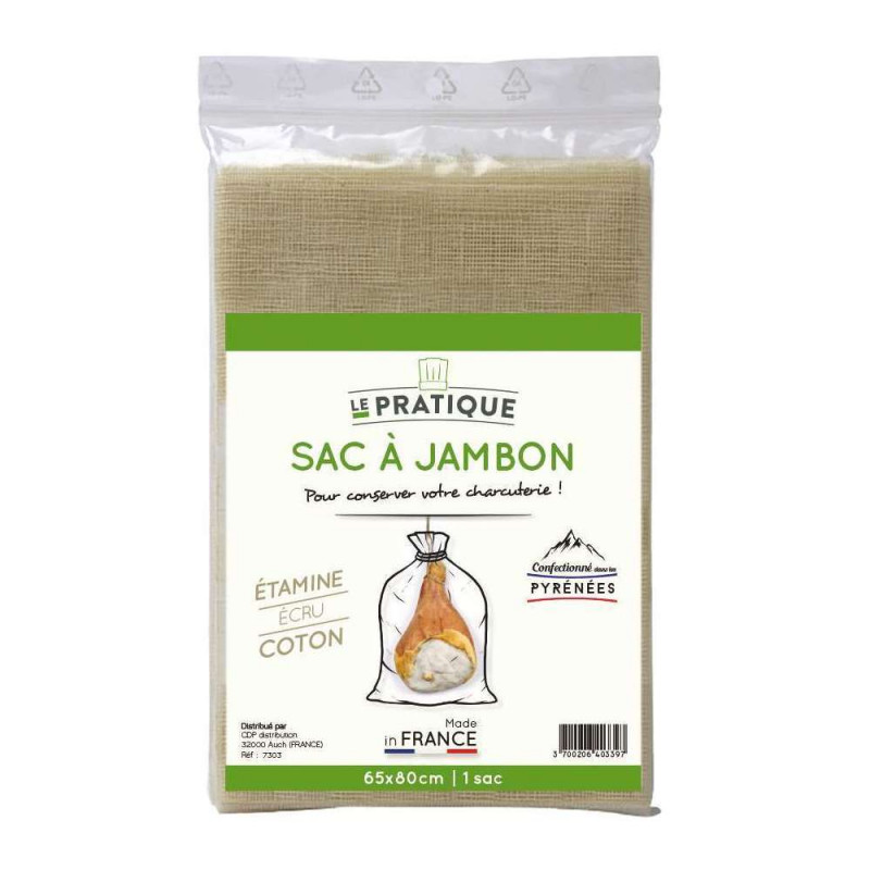 10 sac a jambon etamine coton écru 65 x 80 cm - le