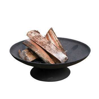 Brasero au bois rond en fonte noire - 59x59x20,5 c