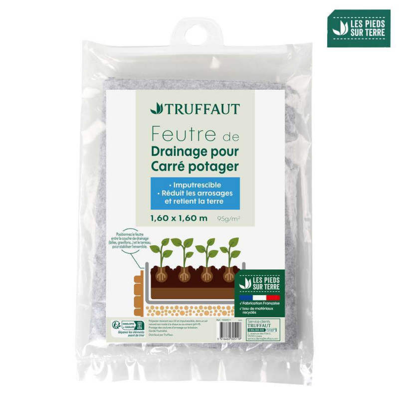 Feutre de drainage pour carré potager 95g/m² 1,60