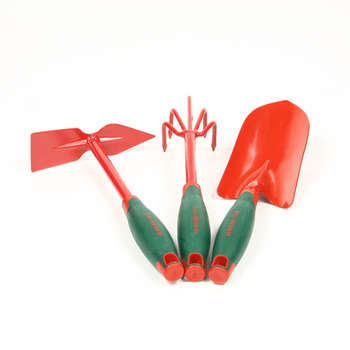 Lot 3 outils à fleurs: petite pelle, griffe et ser