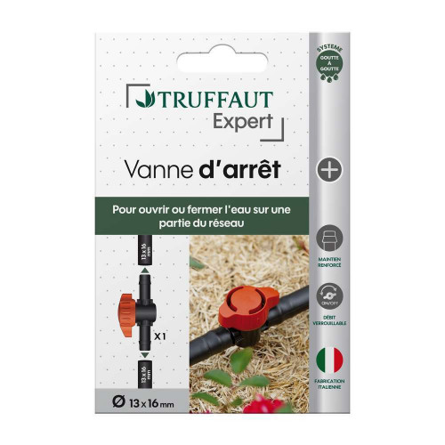 Vanne d'arrêt pour arrosage goutte à goutte 13x16