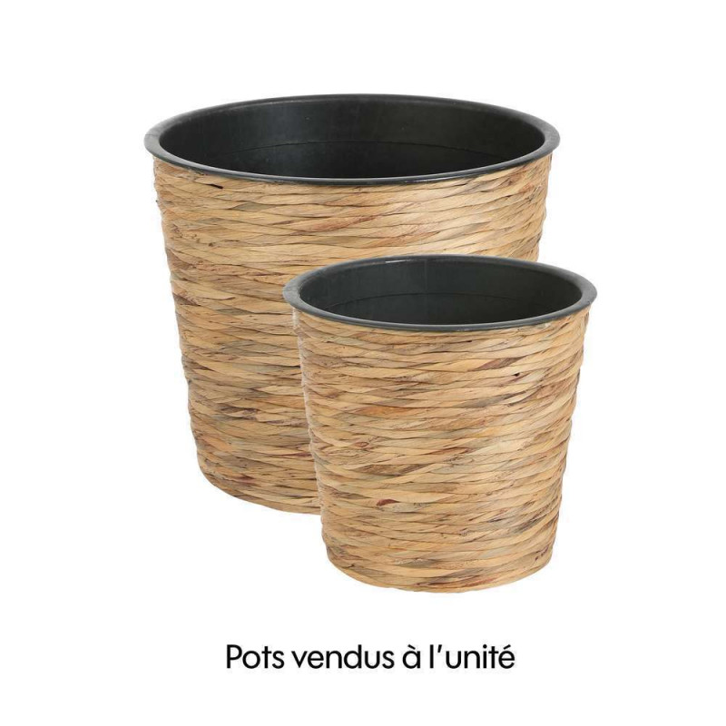 Pot rond Weave marron - H.26xD.30cm