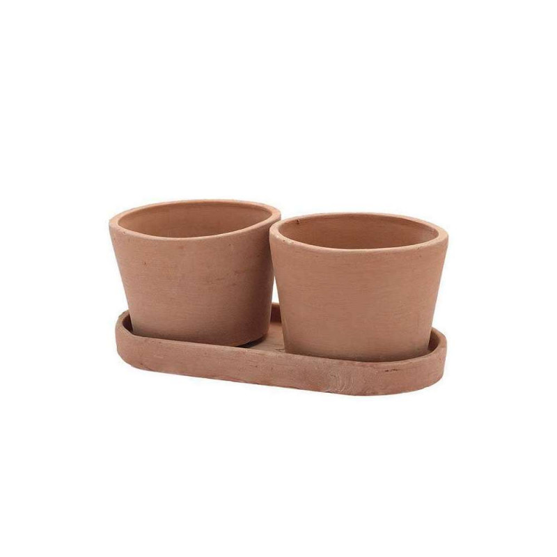 Pot duo Rotondo en terre cuite D. 14,5 x H. 11 cm
