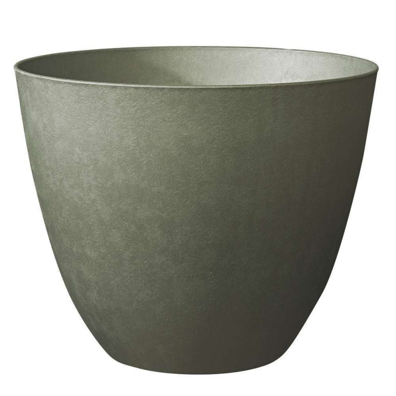 Pot rond : plastique, kaki, D.48,3xH.38,4cm