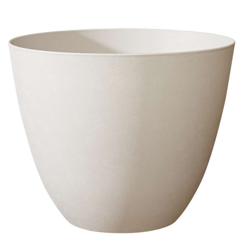 Pot rond : plastique, beige, D.28,7xH.23,5cm