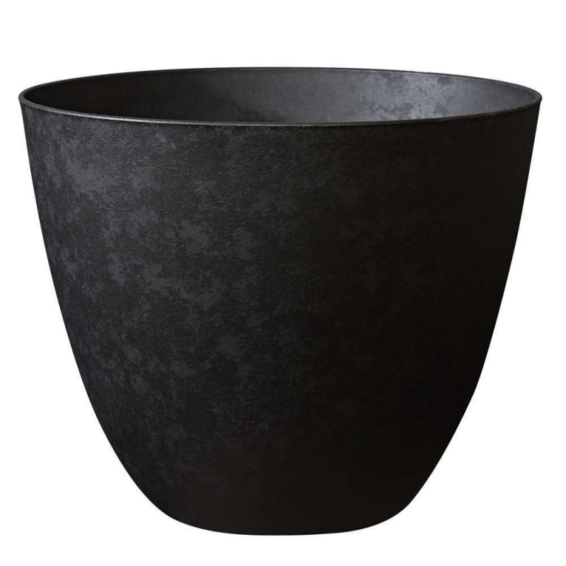 Pot rond : plastique, noir, D.28,7xH.23,5cm