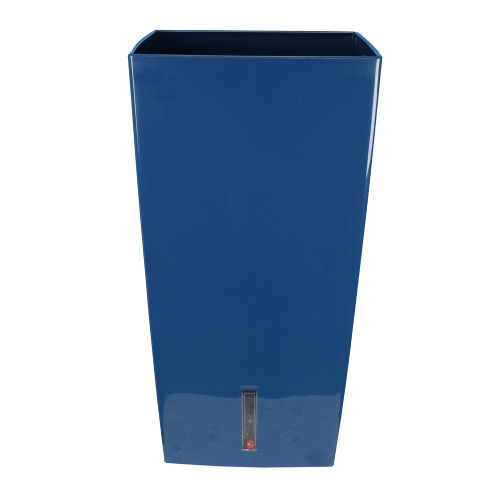 Pot Eva New en plastique carré haut bleu - H. 52xD