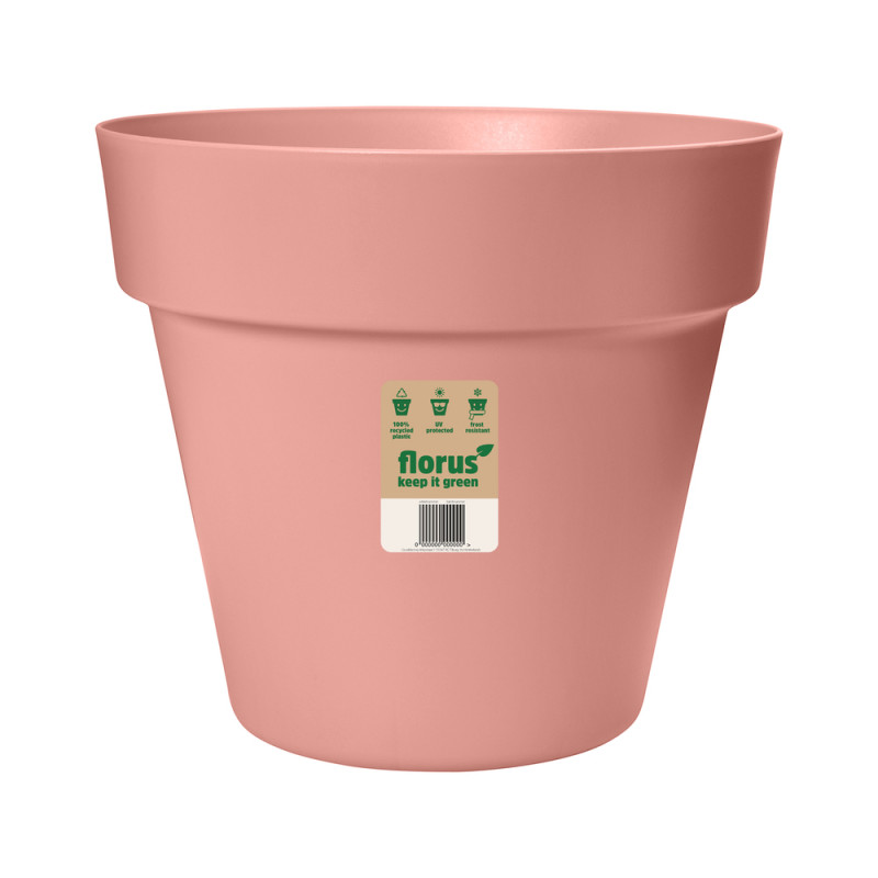 Pot de fleurs en plastique 100% recyclé Paris rose