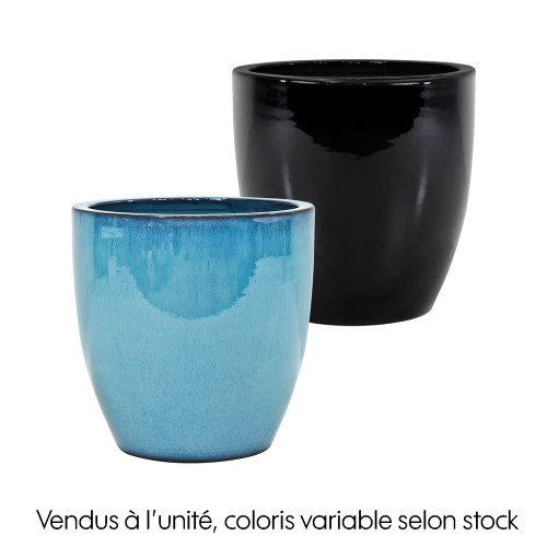 Pot Kansai en terre cuite émaillée, 2 coloris poss