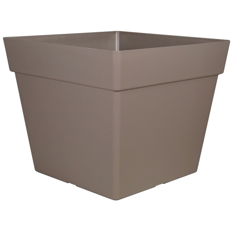 Pot carré Enzo 30, coloris Taupe - L. 29xl. 29xH.