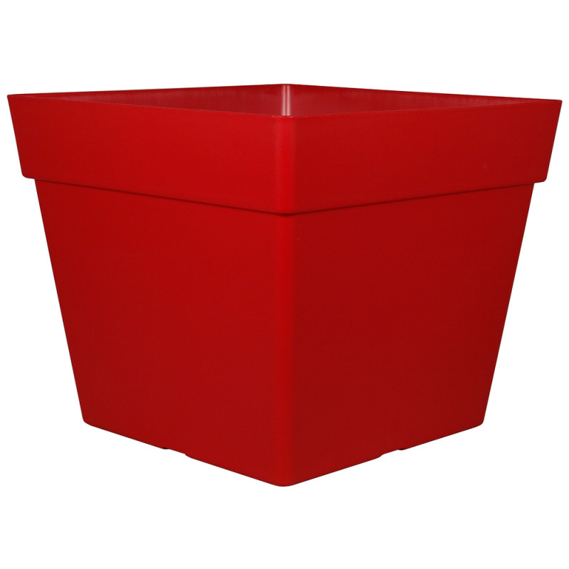 Pot carré Enzo 50, coloris Rubis - L. 48,5xl. 48,5