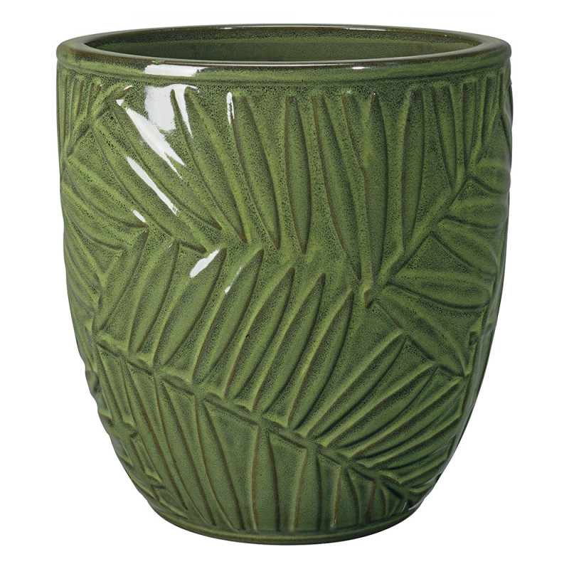 Vase Tropic en terre cuite émaillée, coloris vert